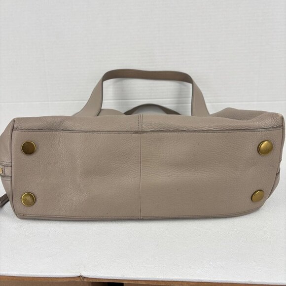 Fossil Maya Satchel Handbag Beige Leather Multi Compartment Zip Magnetic Snap - Picture 6 of 12